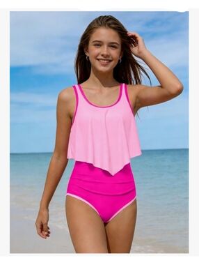 NWOT Urkierry Girl's Ruffle Swimsuit - 7-8Y